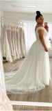 Plus Size A-line Off the Shoulder V-Neck Country Beach Vintage Long Wedding Dresses WD350
