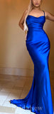 Popular Modest Mermaid Royal Blue Sexy Simple Evening Long Prom Dresses PD166