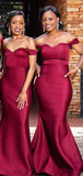 Popular Red Mermaid Long Elegant Simple Bridesmaid Dresses BD088