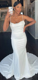 Popular Simple Mermaid Spaghetti Straps Beach Elegant Vintage Long Wedding Dresses WD384