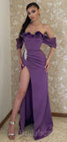 Purple Mermaid Sexy Satin Off The Shoulder Black Girls Slay Women Long Evening Prom Dresses PD593