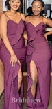 Purple Unique Mermaid Plus Size Elegant Long Formal Bridesmaid Dresses BD183