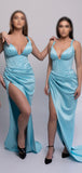 Red Blue Yellow Satin Unique Custom Elegant Long Beach Formal Bridesmaid Dresses BD232