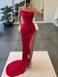 Red Mermaid Charming Sexy Black Girls Slay Elegant Evening Modest Long Prom Dresses PD473