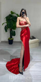 Red Mermaid High Slit Unique Design New Elegant Long Party Evening Prom Dresses PD972