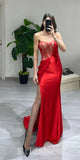 Red Mermaid High Slit Unique Design New Elegant Long Party Evening Prom Dresses PD972