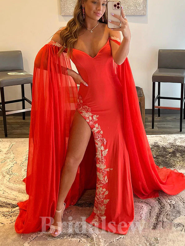 Red Mermaid New Unique Vintage Long Elegant Evening Prom Dresses PD1024