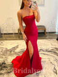 Red Mermaid Simple Strapless New Elegant Long Party Evening Prom Dresses PD982