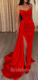Red Mermaid Straps Elegant Women Satin Formal Evening Long Prom Dresses PD559