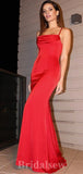 Red New Simple Spaghetti Straps Long Mermaid Stylish Party Evening Prom Dresses PD945