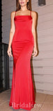 Red New Simple Spaghetti Straps Long Mermaid Stylish Party Evening Prom Dresses PD945