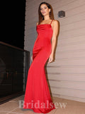 Red New Simple Spaghetti Straps Long Mermaid Stylish Party Evening Prom Dresses PD945