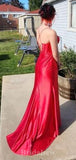 Red Popular Best Spaghetti Straps Stylish Unique Mermaid Long Party Evening Prom Dresses, PD1256