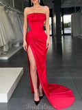 Red Satin Mermaid Best Elegant Formal Black Girls Slay Satin Evening Long Prom Dresses PD530