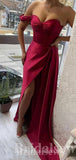 Red Satin Sexy Elegant Unique Modest Long Women Evening Prom Dresses PD755