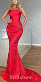Red Strapless Long Elegant Mermaid Satin New Best Unique Stylish Prom Dresses PD1165