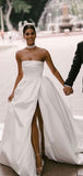 Romantic A-line Elegant Strapless Beach Long Wedding Dresses WD173