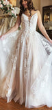 Romantic A-line Spaghetti Straps Lace Plus Size Beach Long Wedding Dresses WD137