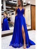 Royal Blue A-line Satin Spaghetti Straps Stylish Long Women Evening Prom Dresses PD871