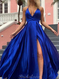 Royal Blue A-line Sexy Simple Long Modest Prom Dresses PD017