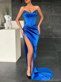 Royal Blue Mermaid Unique Black Girls Slay Elegant Evening Modest Long Prom Dresses PD471