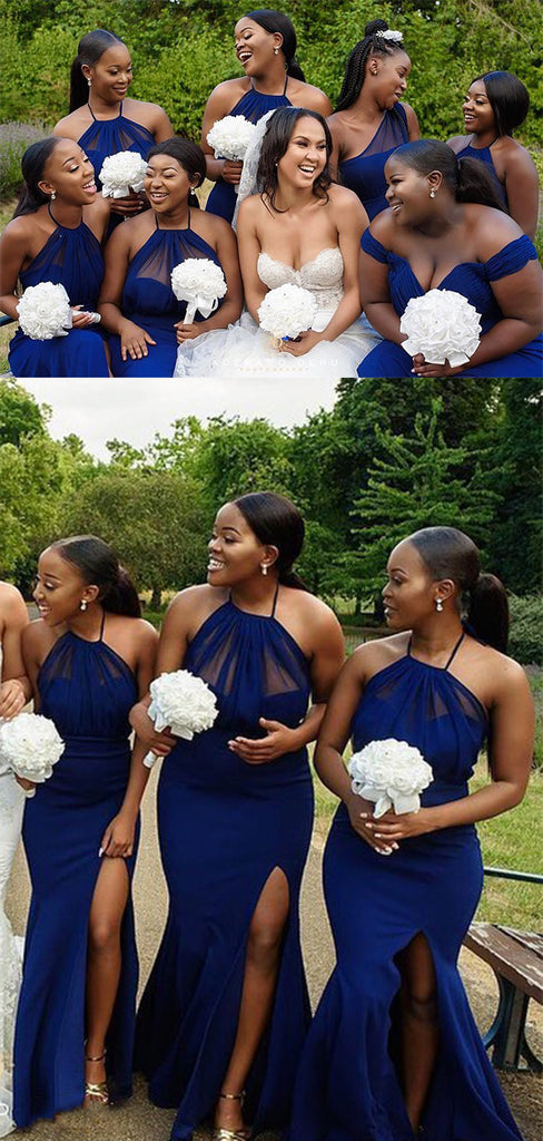 Royal Blue Mismatched Mermaid Long Formal Bridesmaid Dresses Online BD bridalsew Royal Blue Mismatched Mermaid Long Formal Bridesmaid Dresses Online BD bridalsew