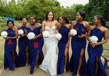Royal Blue Mismatched Mermaid Long Formal Bridesmaid Dresses Online BD096
