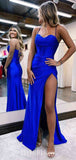 Royal Blue Popular Best Spaghetti Straps Stylish Unique Mermaid Long Party Evening Prom Dresses, PD1258