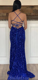 Royal Blue Sequin Sparkly Mermaid Simple Formal Long Prom Dresses, Evening Dress PD416