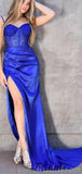 Royal Blue Spaghetti Straps Mermaid Elegant Black Girls Slay Evening Long Prom Dresses PD515
