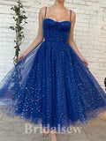 Royal Blue Tulle Spaghetti Straps Short Prom Dresses, A-line Fairy Princess Homecoming Dresses, HD025