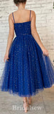 Royal Blue Tulle Spaghetti Straps Short Prom Dresses, A-line Fairy Princess Homecoming Dresses, HD025