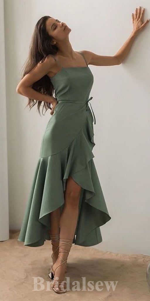 Sage Green New Mermaid Simple Spaghetti Straps Custom Long Prom Dresses, Formal Bridesmaid Dresses  PD1089