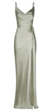 Sage Green Simple Spaghetti Straps New Plus Size Elegant Long Formal Bridesmaid Dresses BD211