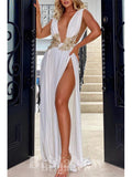 Sexy Unique Modest Sleeveless Stylish Long Women Evening Prom Dresses PD751