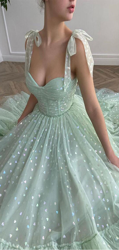Shiny Fairy Mint Green Tulle Party Gown, Tea-Length Prom Dresses PD086 bridalsew Shiny Fairy Mint Green Tulle Party Gown, Tea-Length Prom Dresses PD086 bridalsew