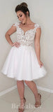 Short Beach Vintage Unique Lace Sleeveless Best New Wedding Dresses WD373