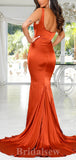 Simple Burnt Orange Modest Elegant Popular Long Mermaid Party Evening Prom Dresses PD961