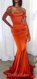 Simple Burnt Orange Stylish Long Mermaid Party Evening Prom Dresses PD952