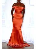 Simple Burnt Orange Stylish Long Mermaid Party Evening Prom Dresses PD952