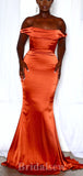 Simple Burnt Orange Stylish Long Mermaid Party Evening Prom Dresses PD952
