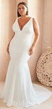 Simple Custom Plus Size Mermaid Classic Fitted Beach Vintage Long Wedding Dresses WD387