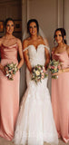Simple Dusty Rose Spaghetti Straps Summer Elegant Long Formal Bridesmaid Dresses BD143