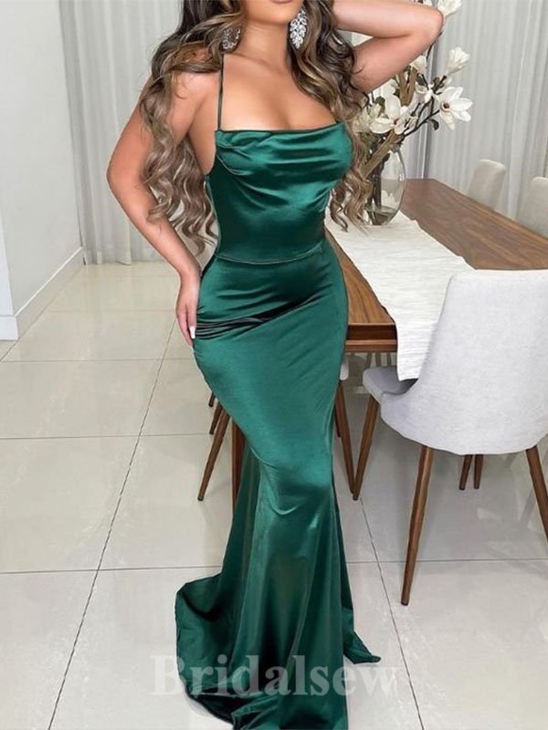 Simple Elegant Mermaid New Spaghetti Straps Long Stylish Evening Prom Dresses, PD1237