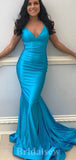 Simple Elegant Spaghetti Straps Mermaid Party Long Women Evening Prom Dresses PD766