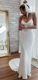 Simple Inexpensive Mermaid Beach Long Wedding Dresses, Bridal Gowns WD097