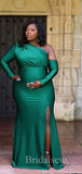 Simple Long Sleeves Green Mermaid Popular Elegant Long Formal Bridesmaid Dresses BD152