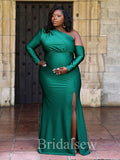 Simple Long Sleeves Green Mermaid Popular Elegant Long Formal Bridesmaid Dresses BD152