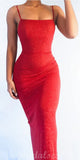 Simple Mermaid Red Spaghetti Straps Modest Stylish Long Women Party Evening Prom Dresses PD1002