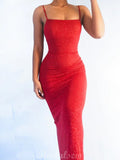 Simple Mermaid Red Spaghetti Straps Modest Stylish Long Women Party Evening Prom Dresses PD1002